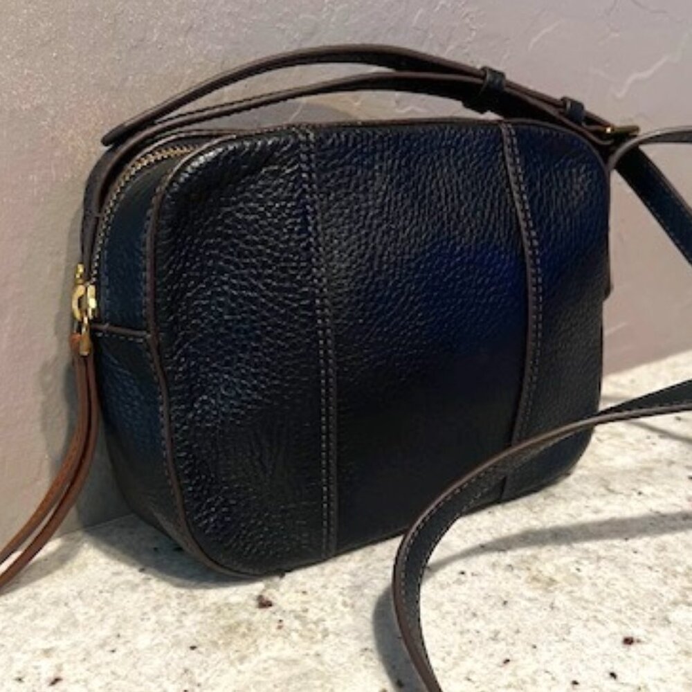 Black Pebbled Leather FOSSIL Crossbody Bag